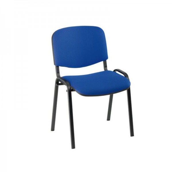 Chaise Iso avec structure époxy noire et revêtement Baly (textile) bleu